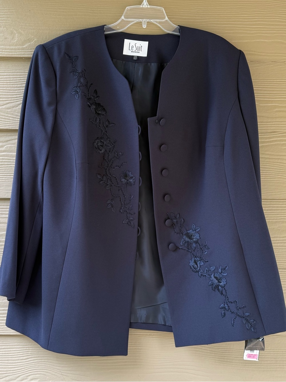 Le Suit Women's Plus Black Bead Embroidered Formal Business Casual Blazer Sz 22W